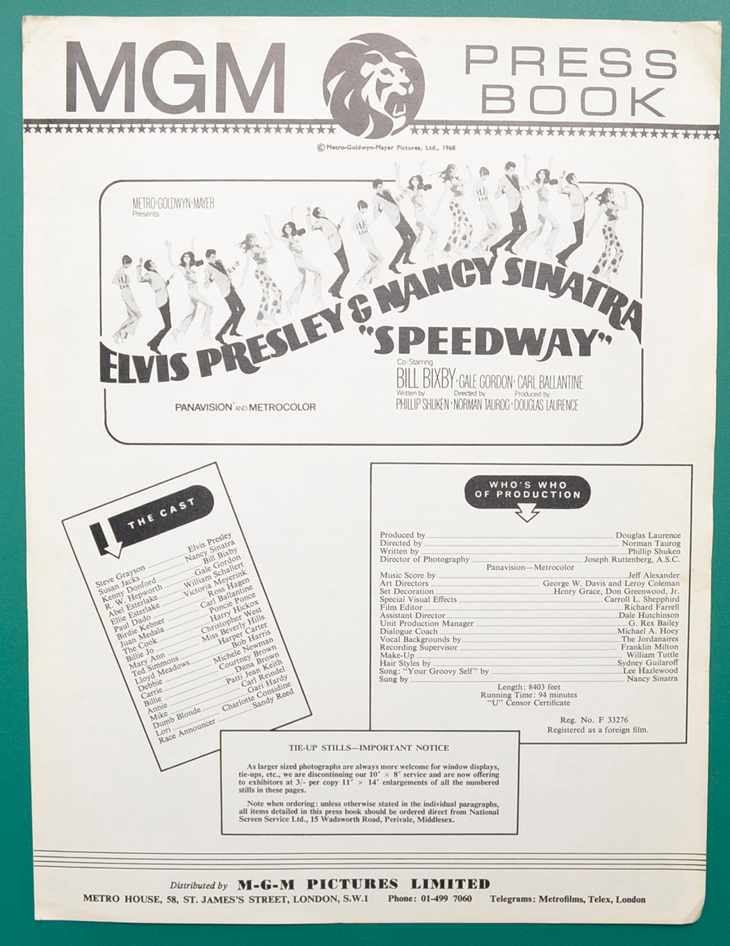 Speedway   Original 4 Page Cinema Exhibitor's Campaign Book