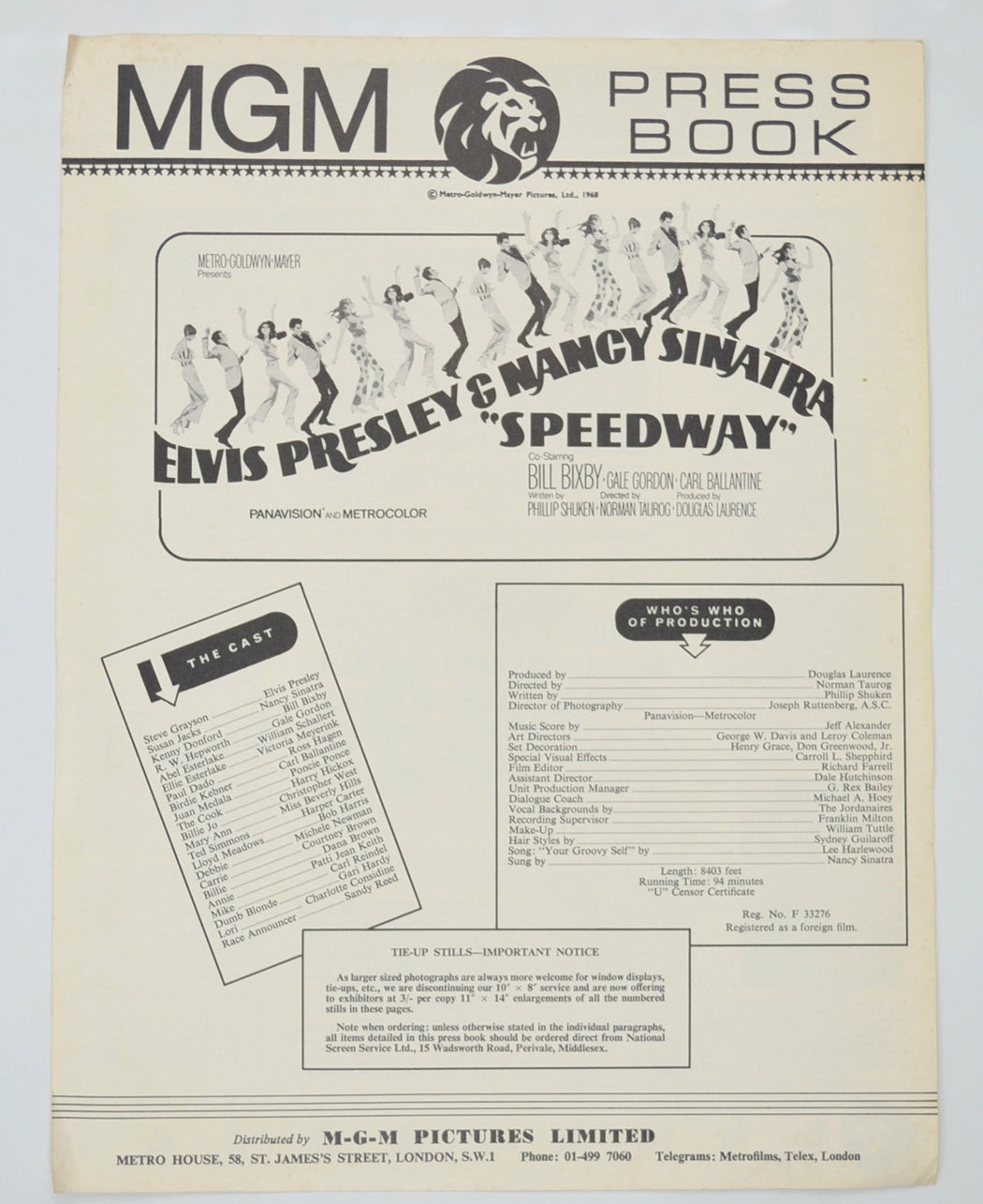 Speedway Original 4 Page Cinema Exhibitors Campaign Pressbook (UK)