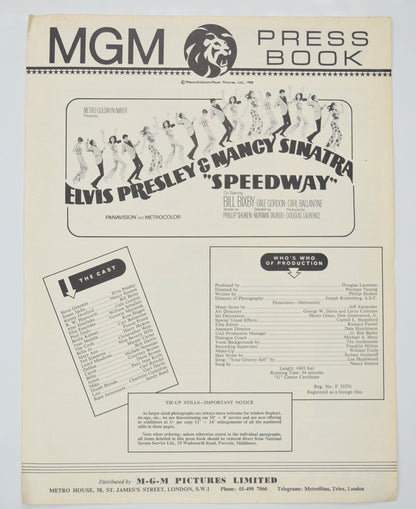 Speedway Original 4 Page Cinema Exhibitors Campaign Pressbook (UK)