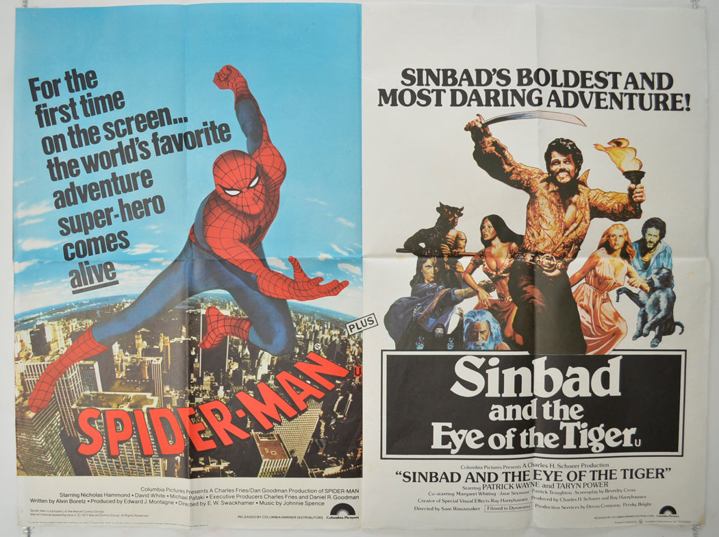 Spider-Man / Sinbad And The Eye Of The Tiger  (Double Bill)  Original Quad Poster - Film Poster - Movie Poster 