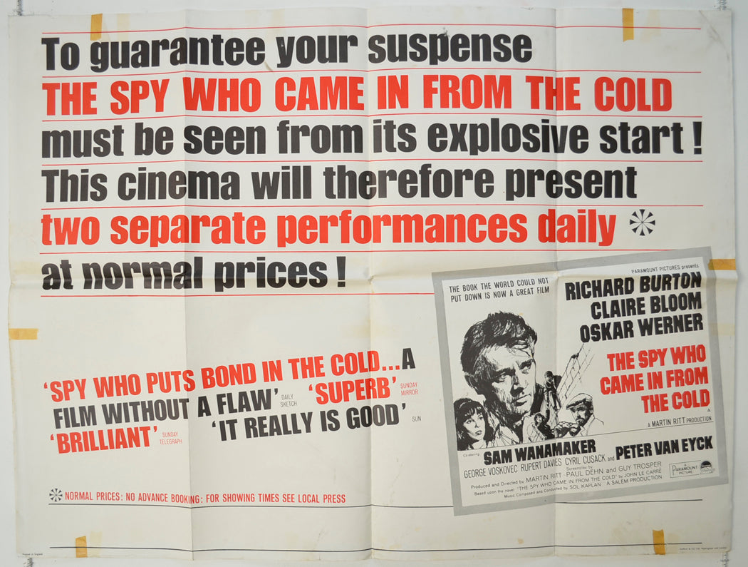 The Spy Who Came In From The Cold   Original Quad Poster - Film Poster - Movie Poster 