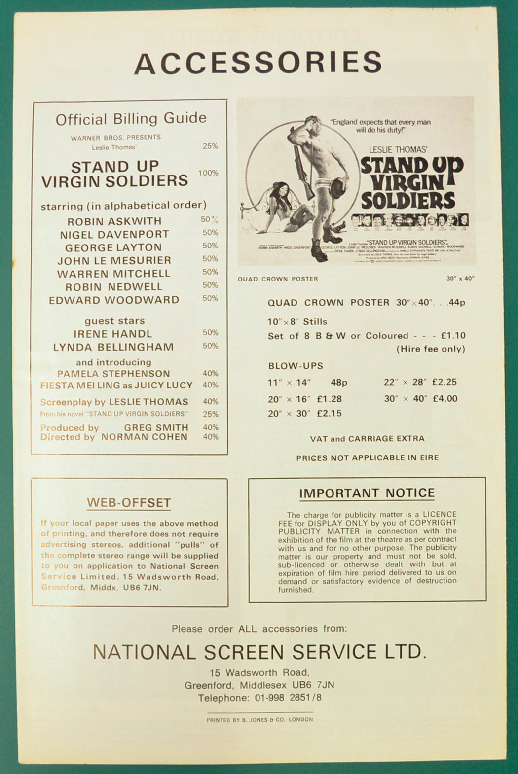 STAND UP VIRGIN SOLDIERS – Cinema Exhibitors Campaign Press Book - Back