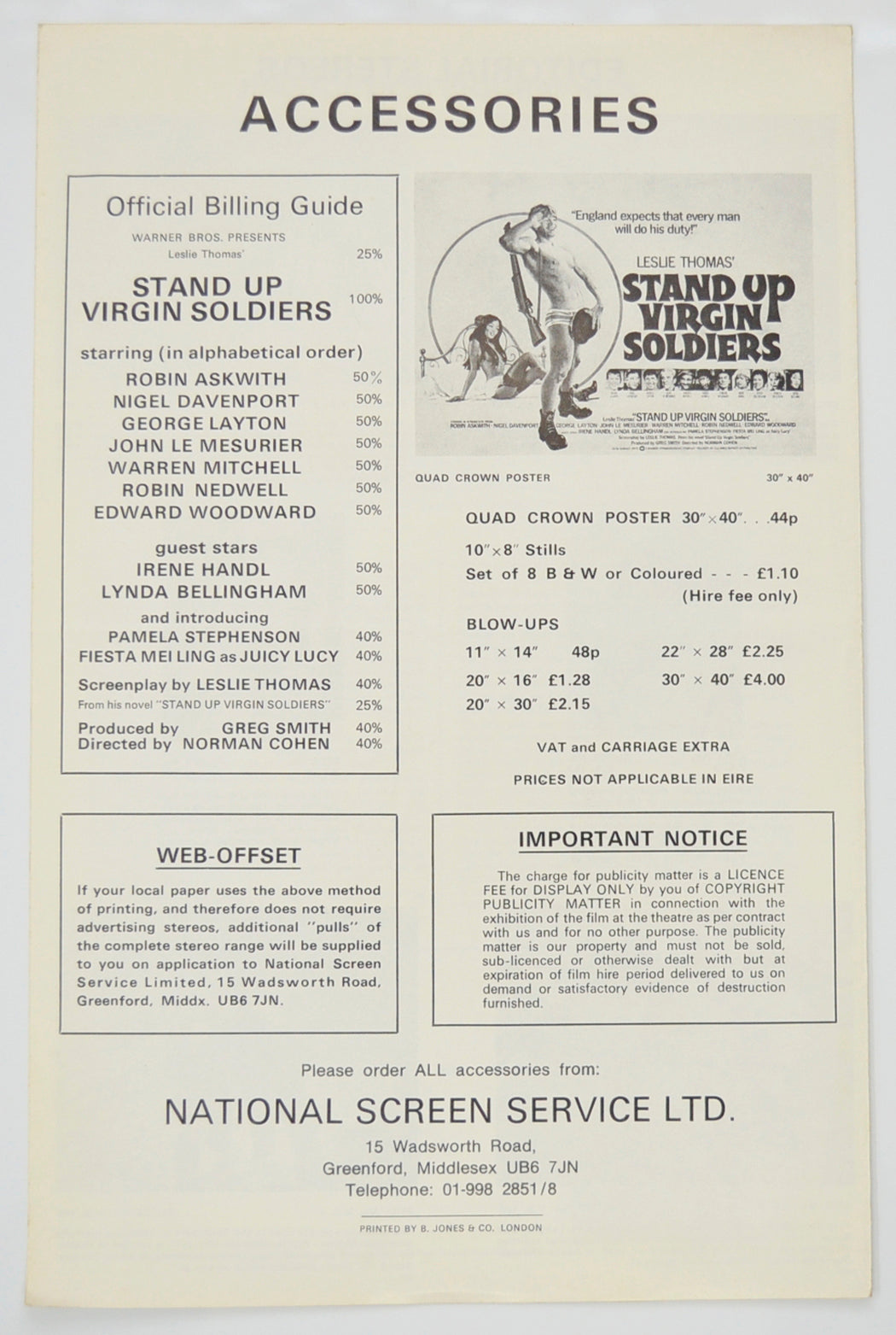 STAND UP VIRGIN SOLDIERS Cinema Exhibitors Campaign Pressbook - BACK 