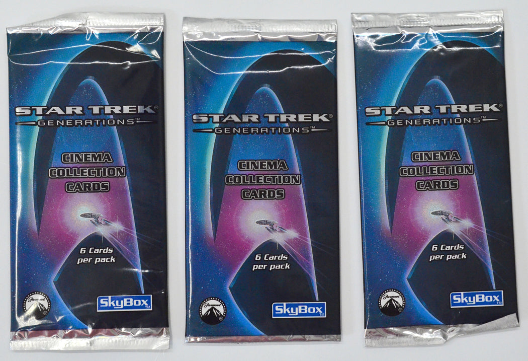 Star Trek : Generations Trading Card set by Skybox (booster packs front)