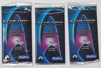 Star Trek : Generations Trading Card set by Skybox (booster packs front)