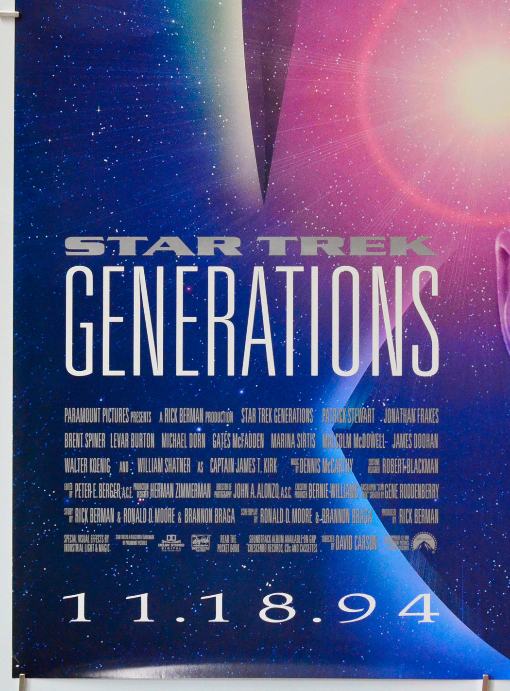 Star Trek : Generations (Bottom Left) Cinema One Sheet Movie Poster 