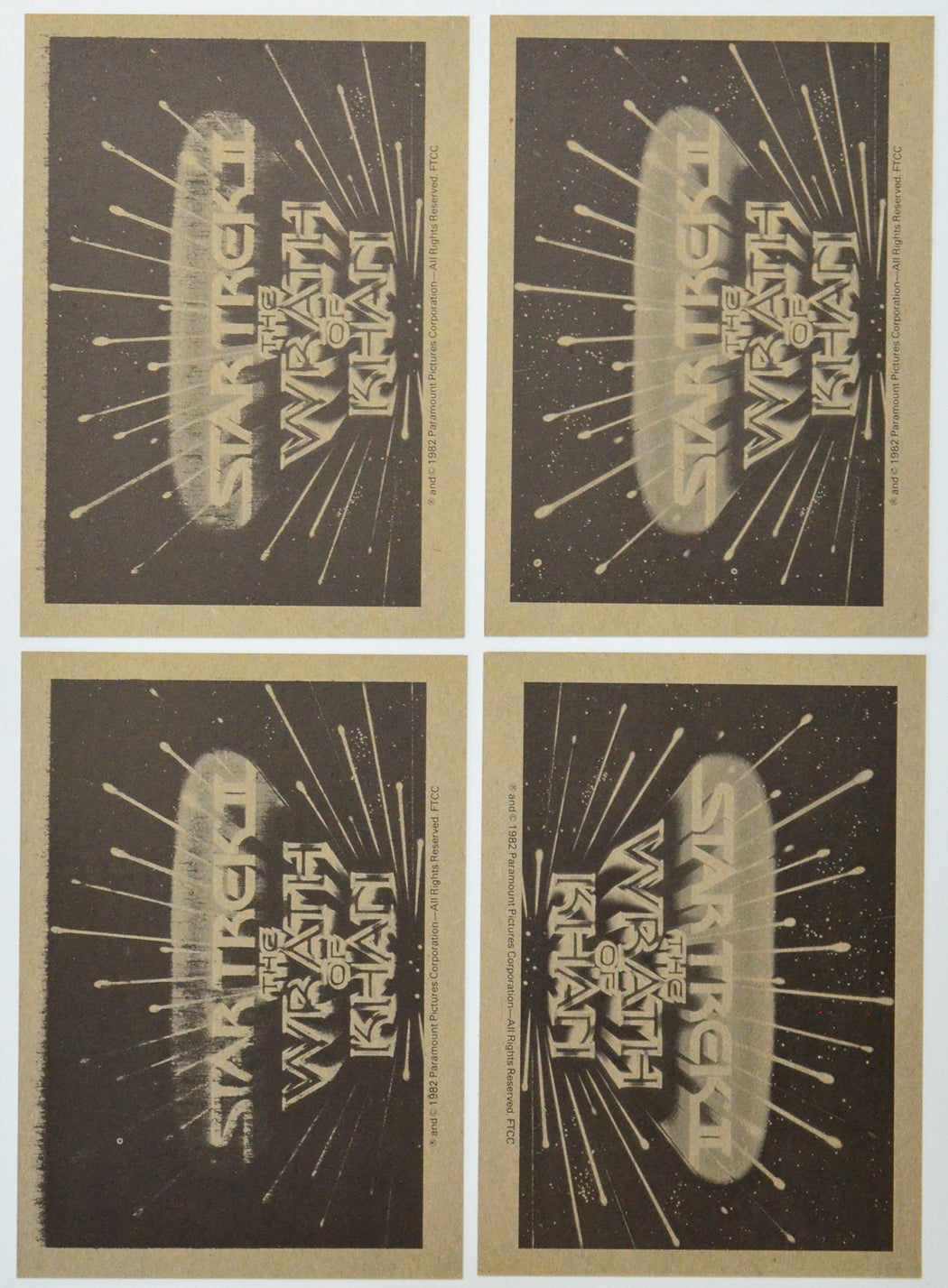 Star Trek II : The Wrath Of Khan Photo Card set by FTTC (back of cards 9-12)