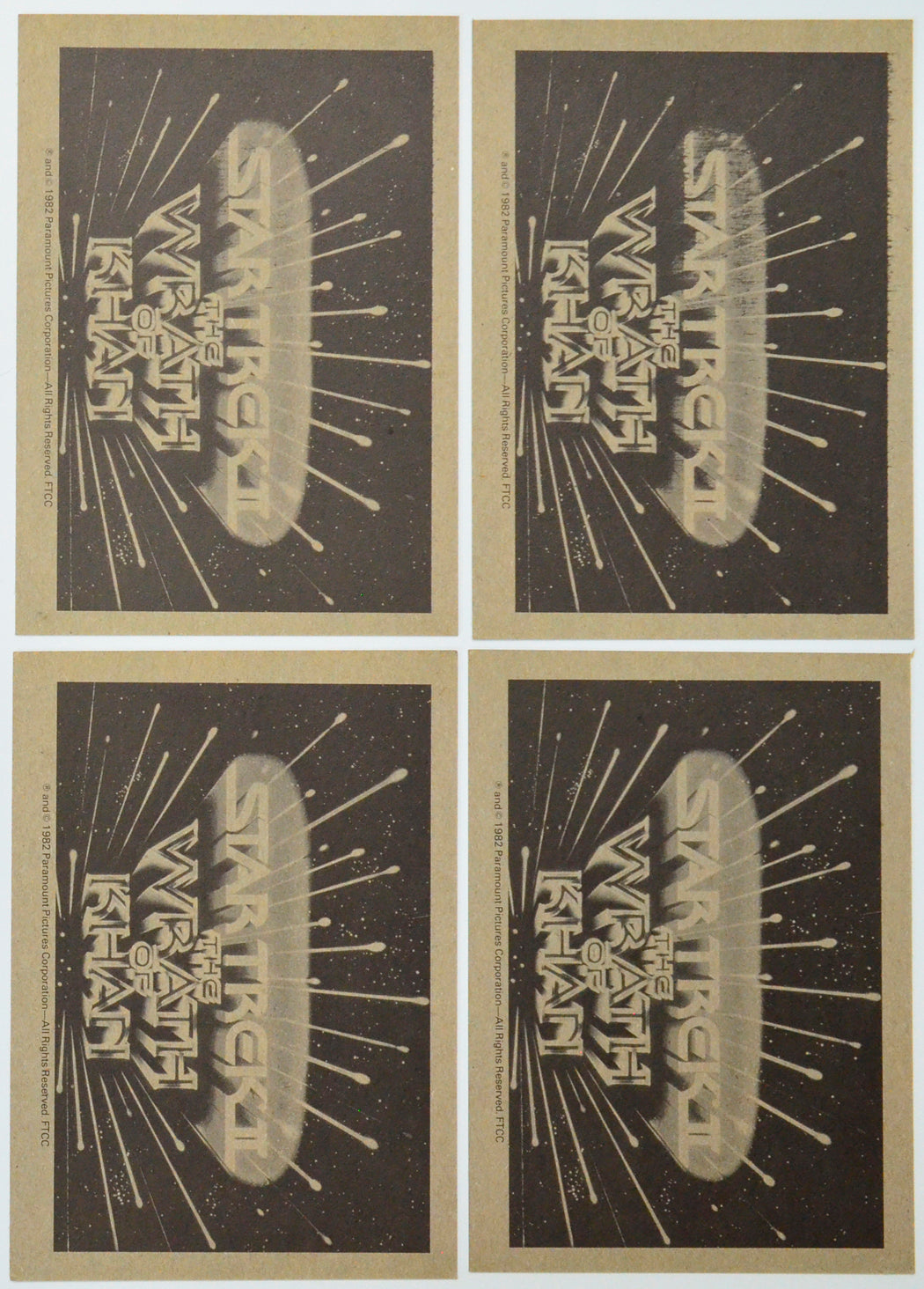 Star Trek II : The Wrath Of Khan Photo Card set by FTTC (back of cards 13-16)