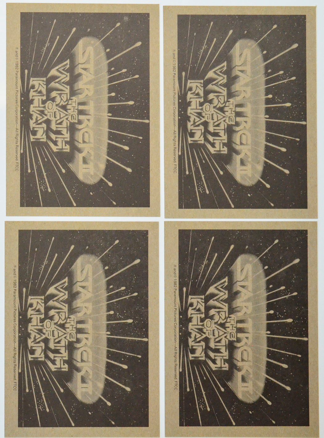 Star Trek II : The Wrath Of Khan Photo Card set by FTTC (back of cards 17-20)