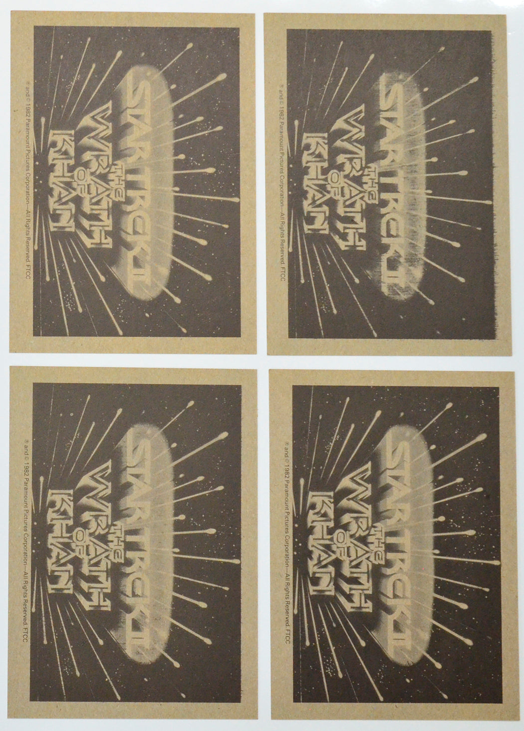 Star Trek II : The Wrath Of Khan Photo Card set by FTTC (back of cards 25-28)