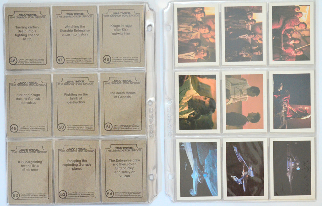 Star Trek III : The Search For Spock Trading Card set by FTCC (cards 55-60 + ships cards 1-3)