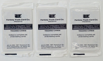 Star Trek IV : The Voyage Home 3 sealed packs of Trading Cards by FTCC