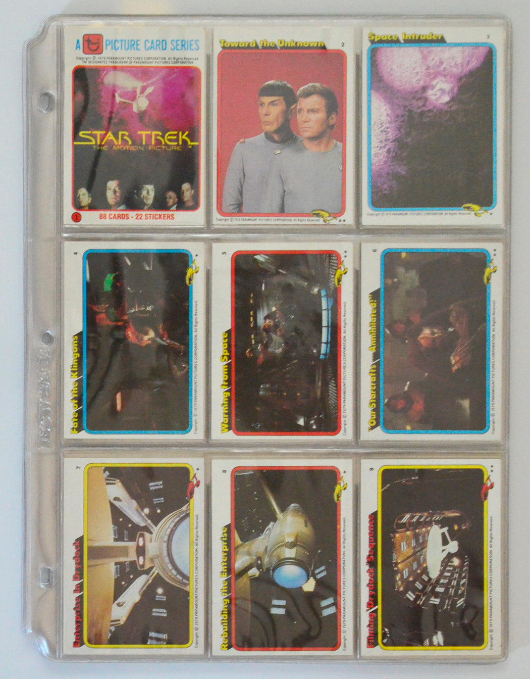 Star Trek : The Motion Picture Trading Card set by Topps (cards 1-9)