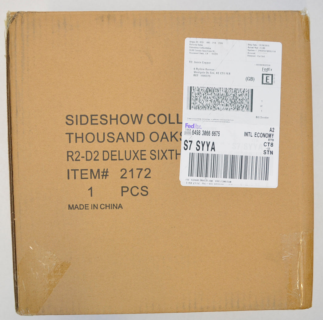 STAR WARS : SIDESHOW TOY - R2-D2 – SIDEHOW DELUXE – Brown Shipper Front View 