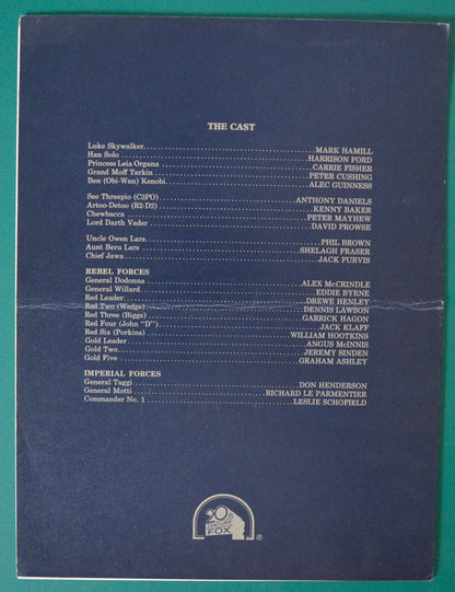 STAR WARS – Cinema Exhibitors Synopsis / Credits Card - Back