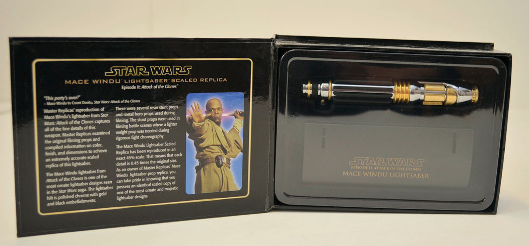 STAR WARS – MASTER REPLICAS - MACE WINDU SCALED LIGHTSABER (BOX INSIDE View)  