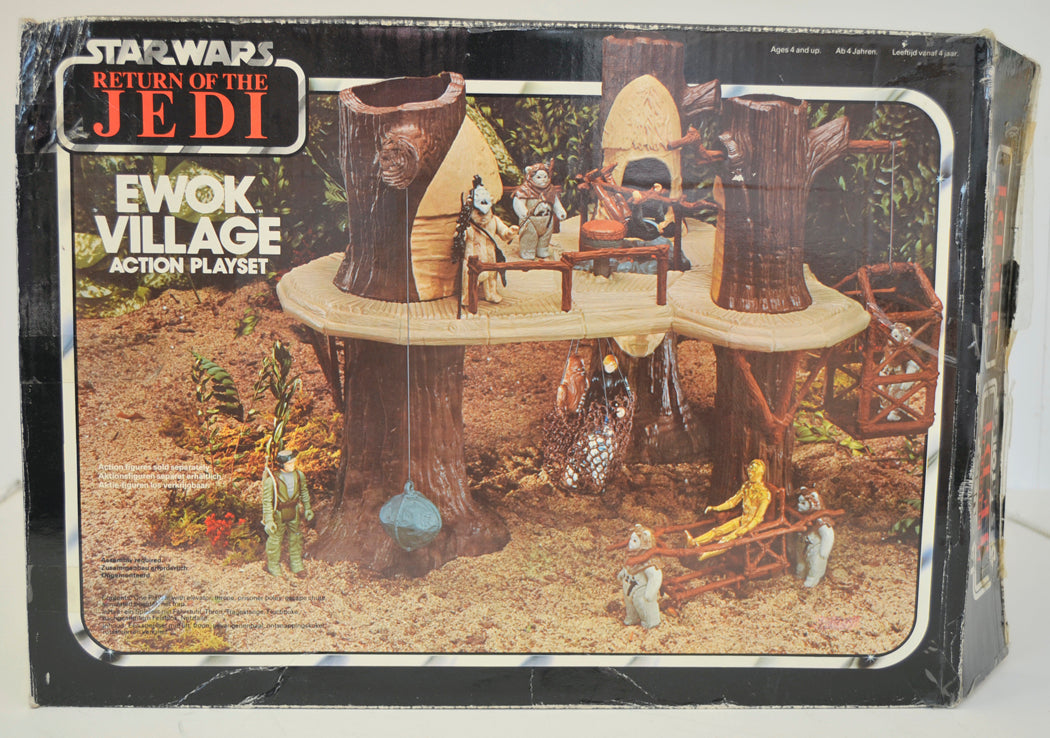 STAR WARS - RETURN OF THE JEDI - EWOK VILLAGE - Palitoy Toy - tri-logo (BOX FRONT View)  