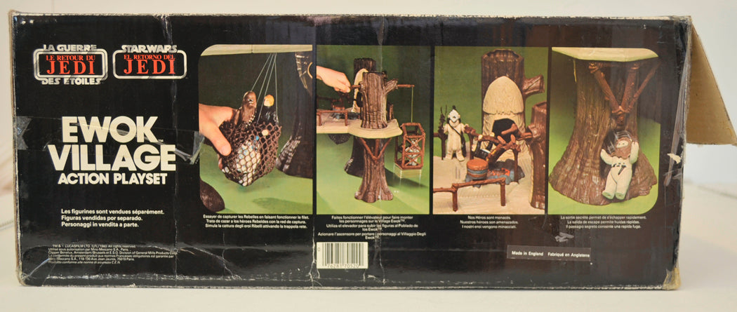 STAR WARS - RETURN OF THE JEDI - EWOK VILLAGE - Palitoy Toy - tri-logo (BOX SIDE 1 View)  