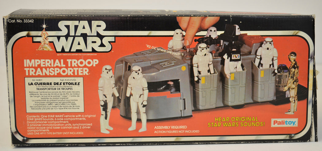 STAR WARS - IMPERIAL TROOP TRANSPORTER - Palitoy Toy - 33342 (BOX BACK View)  