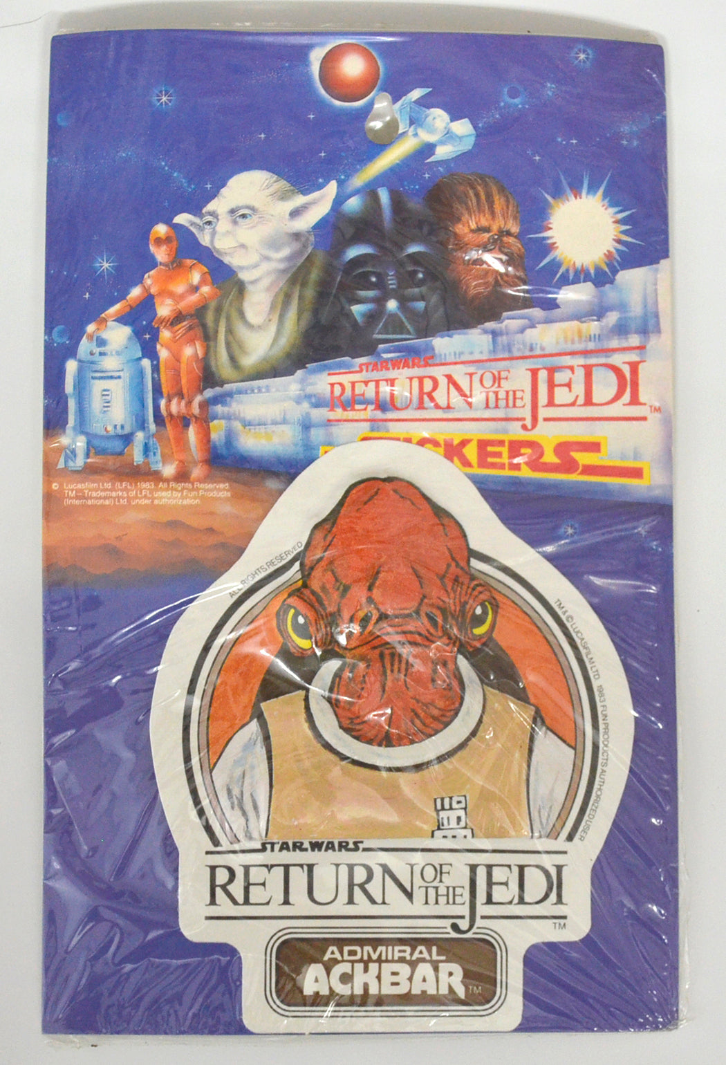 Star Wars : The Return Of The Jedi Fun Products International ADMIRAL ACKBAR Embossed Sticker Factory Sealed