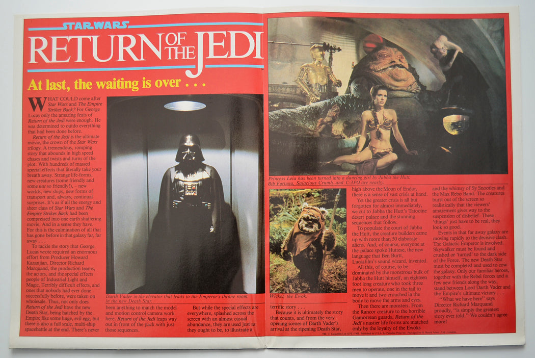 STAR WARS : RETURN OF THE JEDI (Inside 1) Cinema Souvenir Brochure 