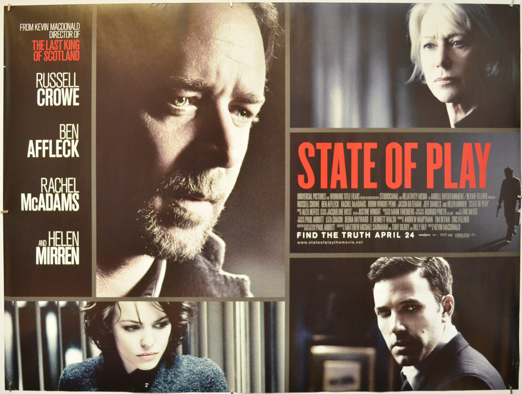 State Of Play  Original Quad Poster - Film Poster - Movie Poster