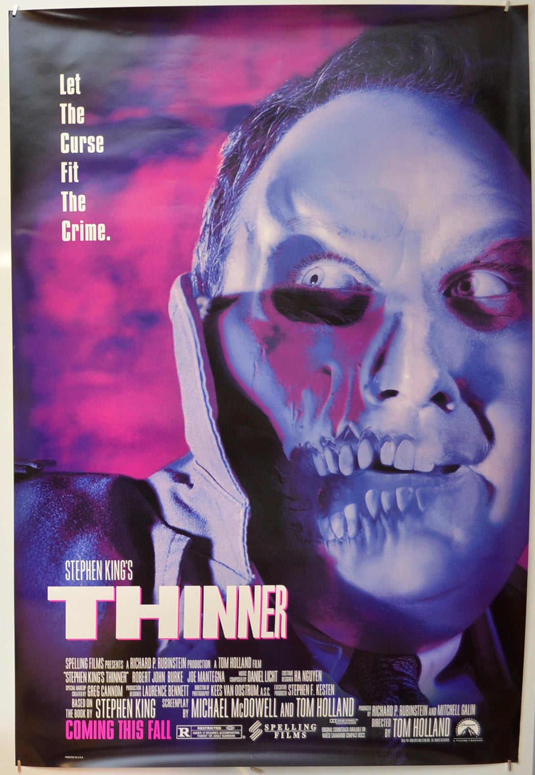 Stephen King's : Thinner  Original One Sheet Poster - Film Poster - Movie Poster