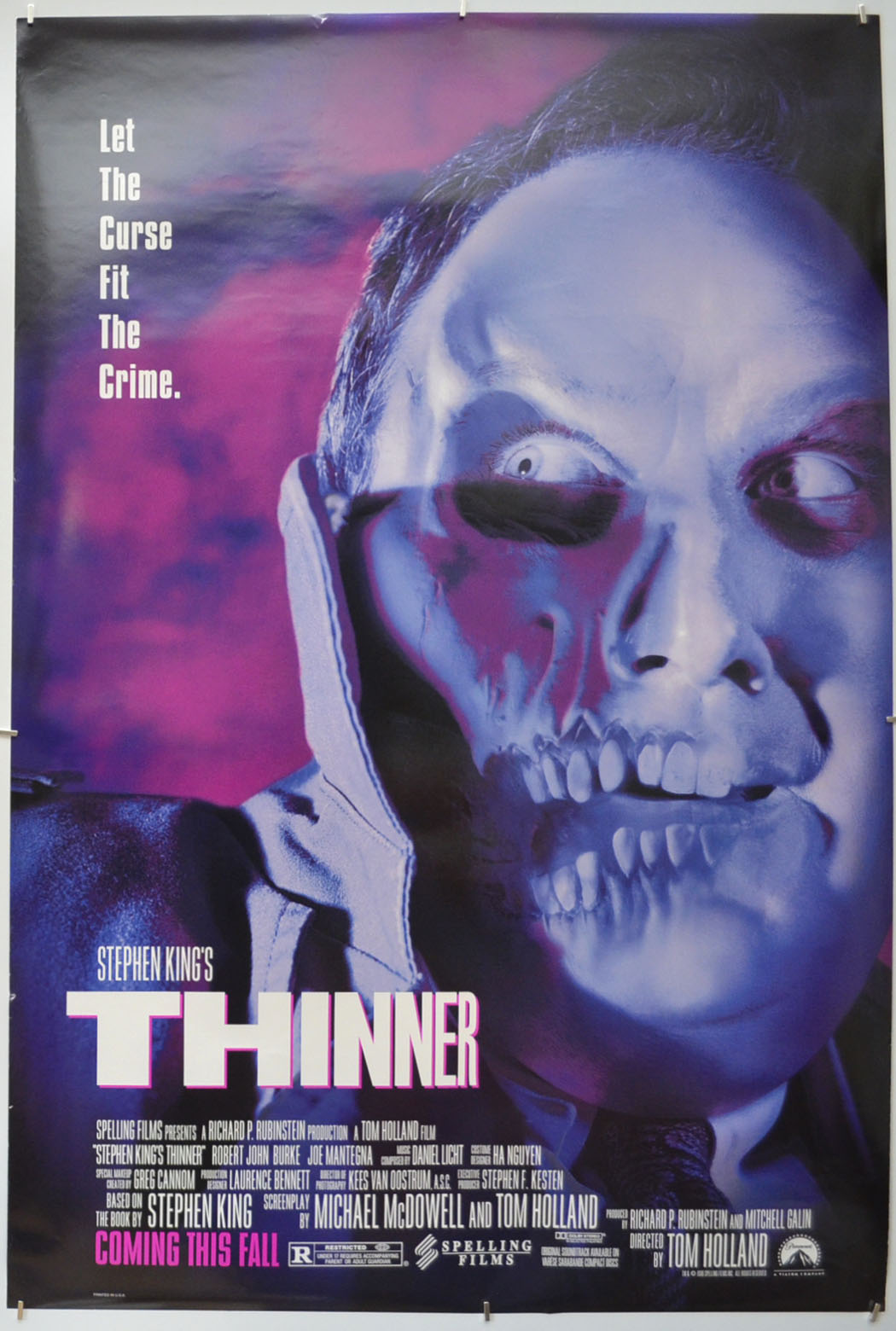 Stephen King's : Thinner  Original One Sheet Poster - Film Poster - Movie Poster