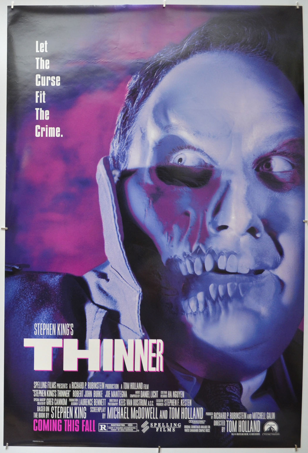 Stephen King's : Thinner  Original One Sheet Poster - Film Poster - Movie Poster