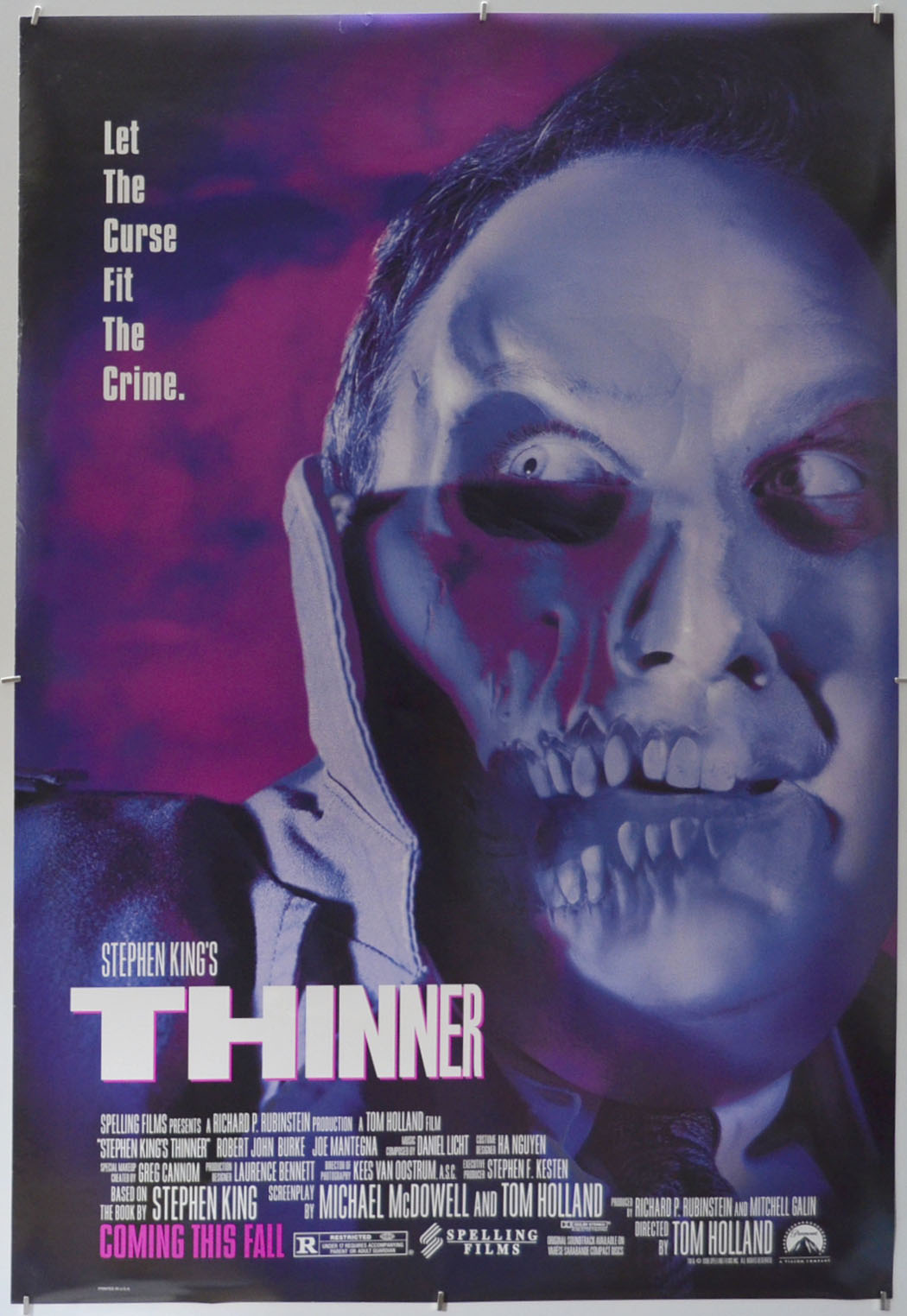 Stephen King's : Thinner Original One Sheet Poster - Film Poster - Movie Poster