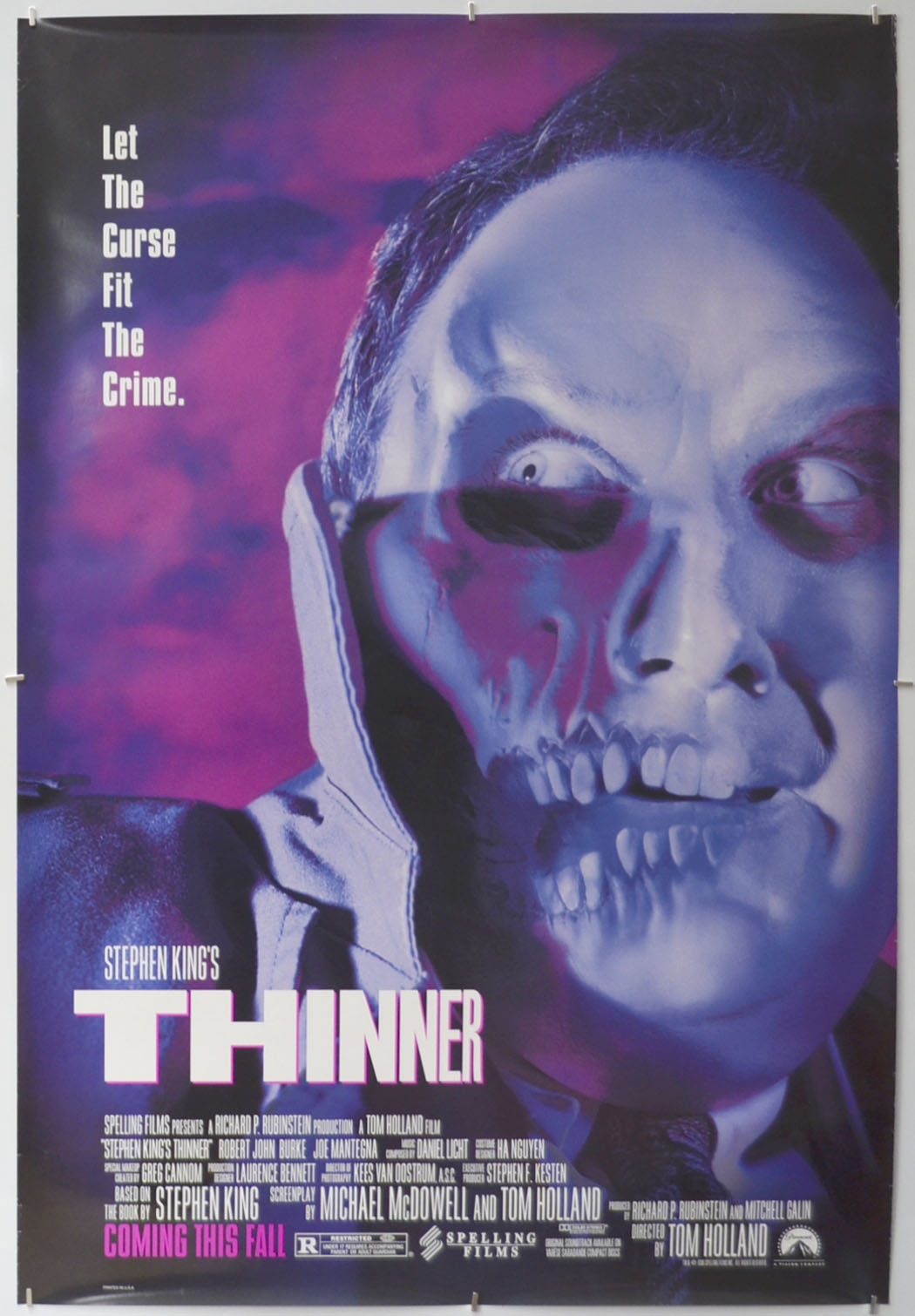 Stephen King's : Thinner Original One Sheet Poster - Film Poster - Movie Poster