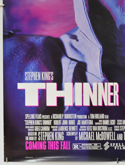 STEPHEN KING’S : THINNER (Bottom Left) Cinema One Sheet Movie Poster 