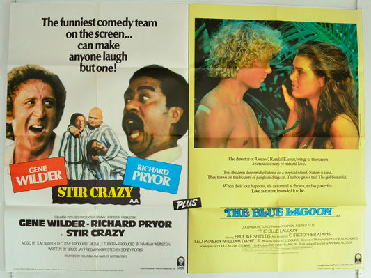 Stir Crazy / The Blue Lagoon  (Double Bill)   Original British Quad Poster - Film Poster - Movie Poster 