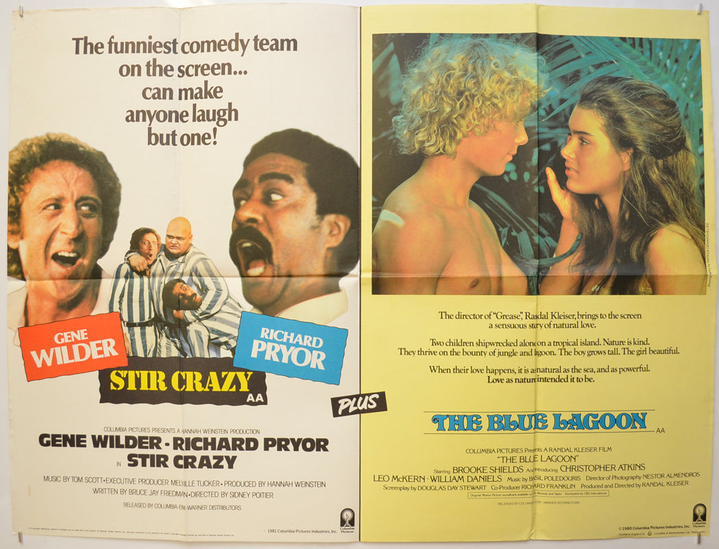 Stir Crazy / The Blue Lagoon (Double Bill)  Original Quad Poster - Film Poster - Movie Poster