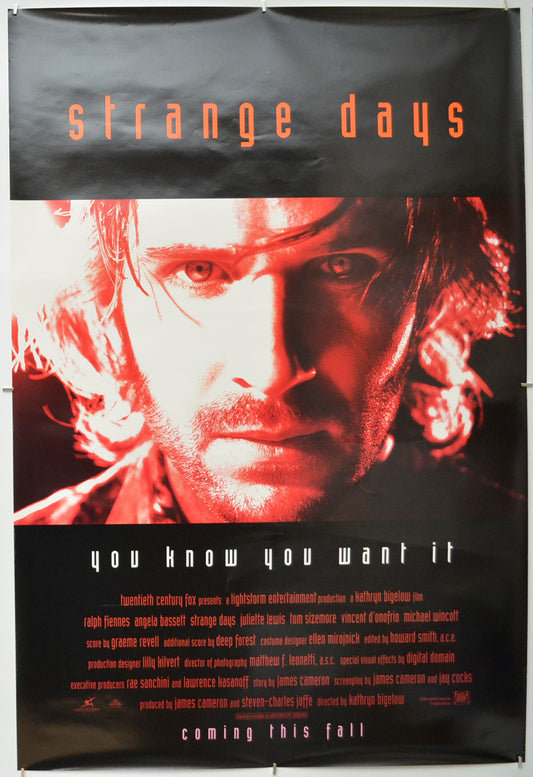 Strange Days (Teaser / Advance Version)  Original One Sheet Poster - Film Poster - Movie Poster