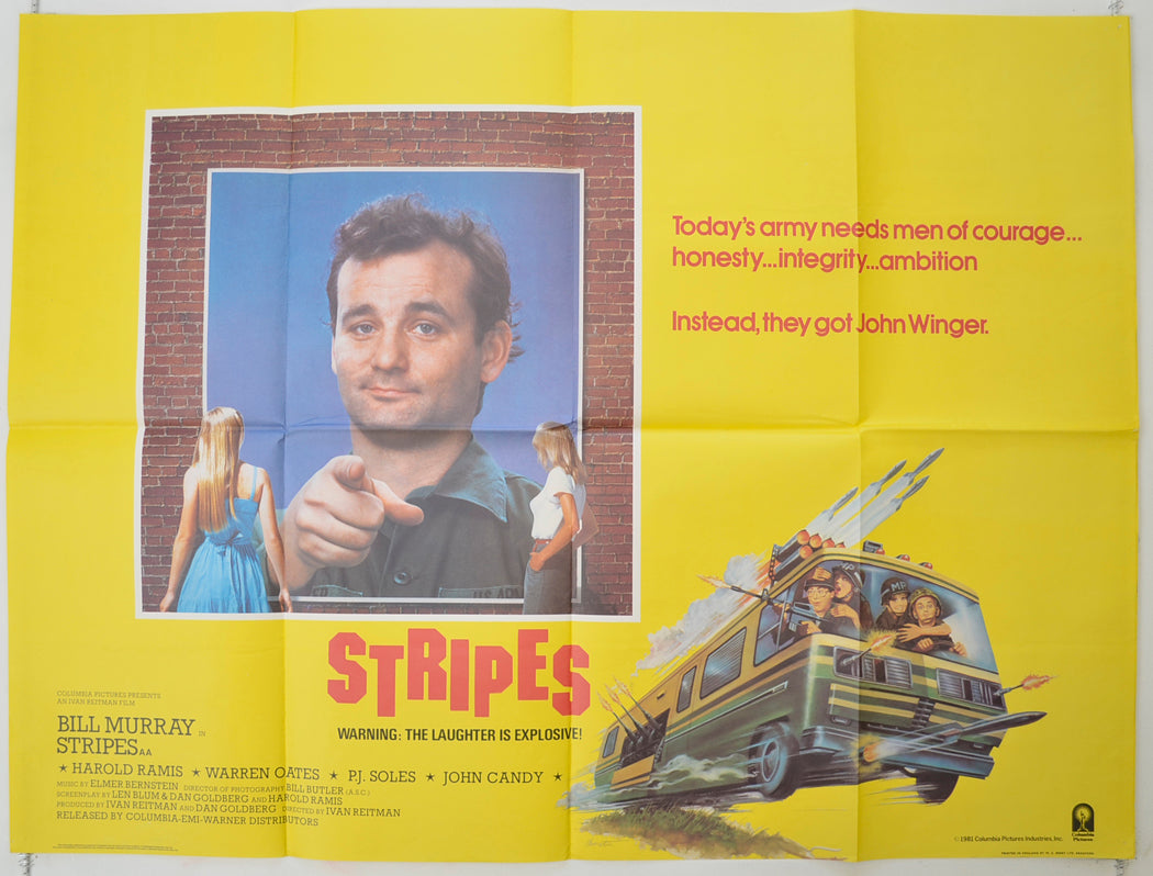 Stripes   Original Quad Poster - Film Poster - Movie Poster 