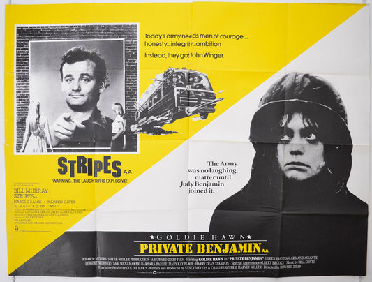 Stripes / Private Benjamin  (Double Bill)  Original Quad Poster - Film Poster - Movie Poster 