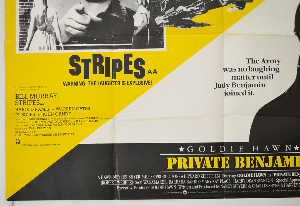 STRIPES / PRIVATE BENJAMIN (Bottom Left) Cinema Quad Movie Poster 