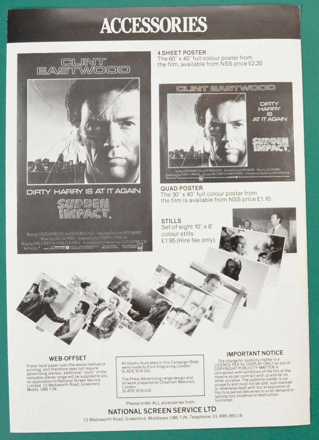 SUDDEN IMPACT – Cinema Exhibitors Campaign Press Book - Back