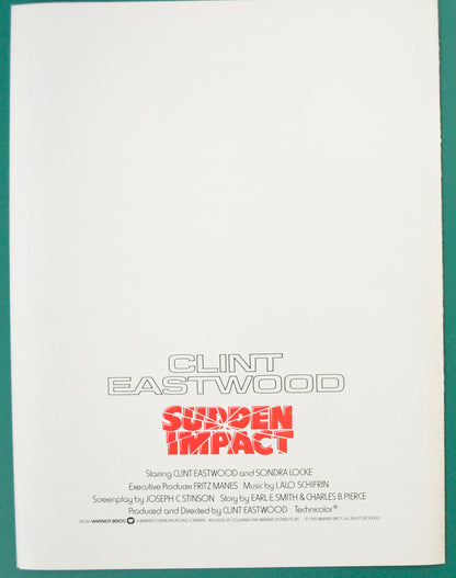 SUDDEN IMPACT – Cinema Exhibitors Campaign Press Book – Synopsis Back