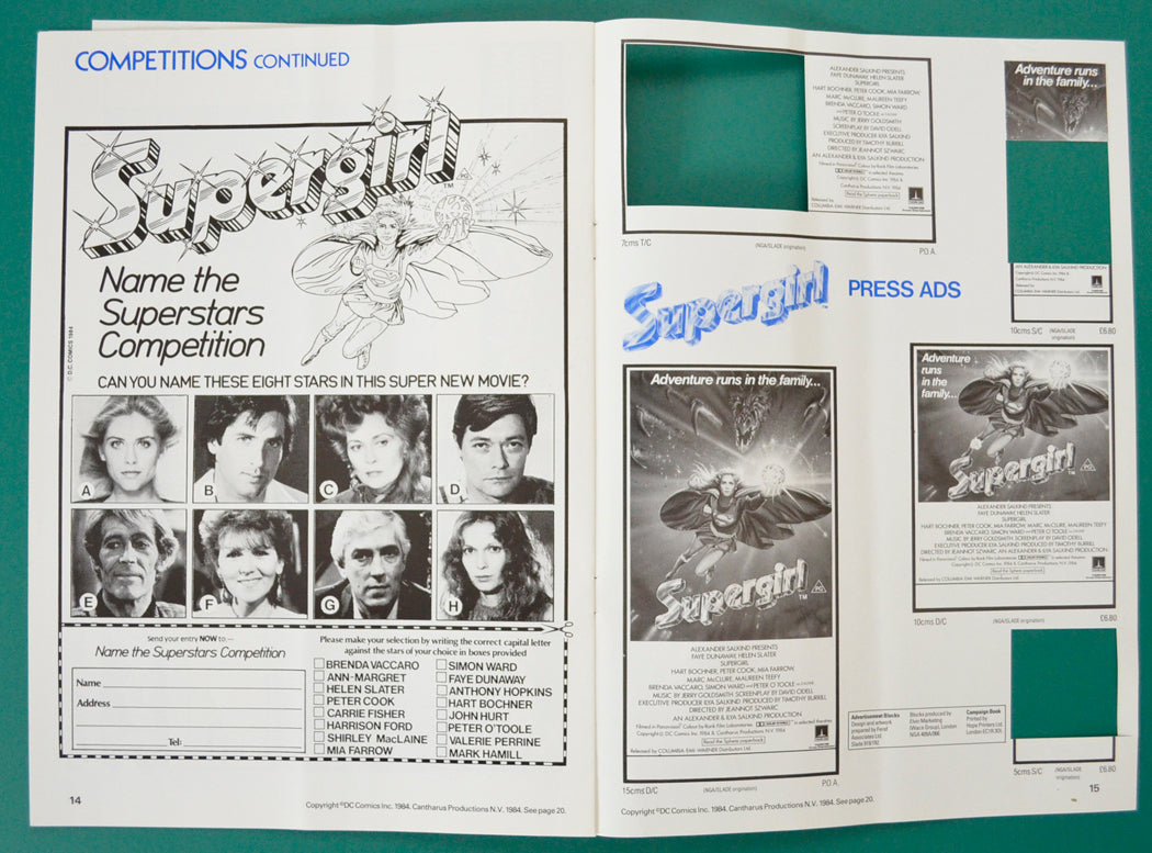 SUPERGIRL – Original Cinema Exhibitors Press Book - Inside