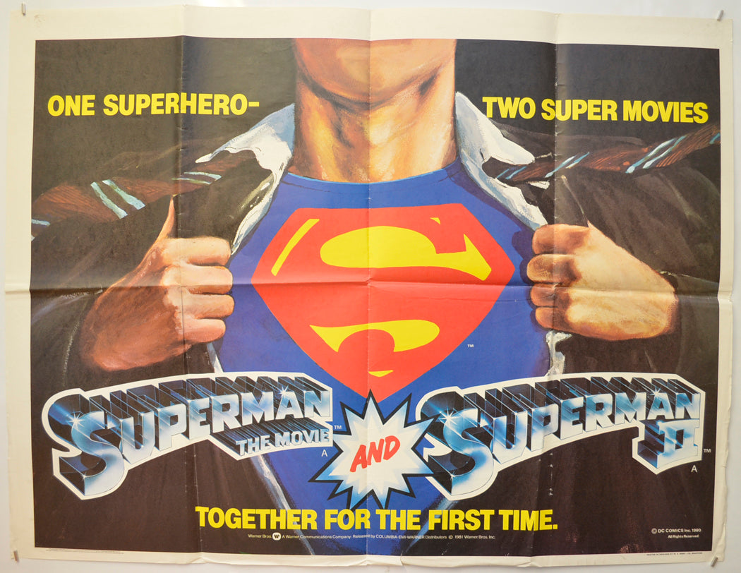 Superman / Superman II (Double Bill) Original Quad Poster - Film Poster - Movie Poster