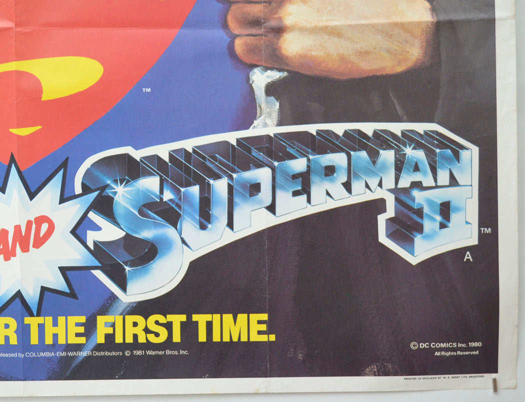 SUPERMAN / SUPERMAN II (Bottom Right) Cinema Quad Movie Poster 