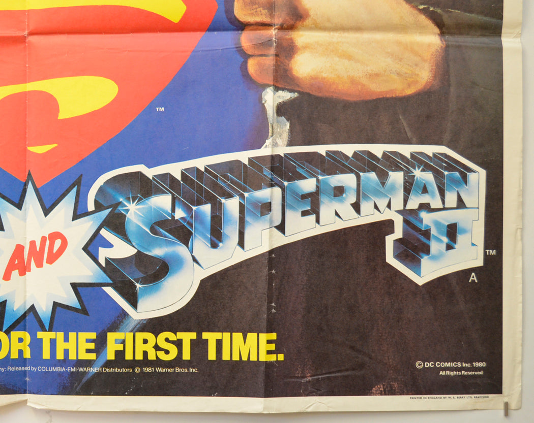 SUPERMAN / SUPERMAN II (Bottom Right) Cinema Quad Movie Poster 