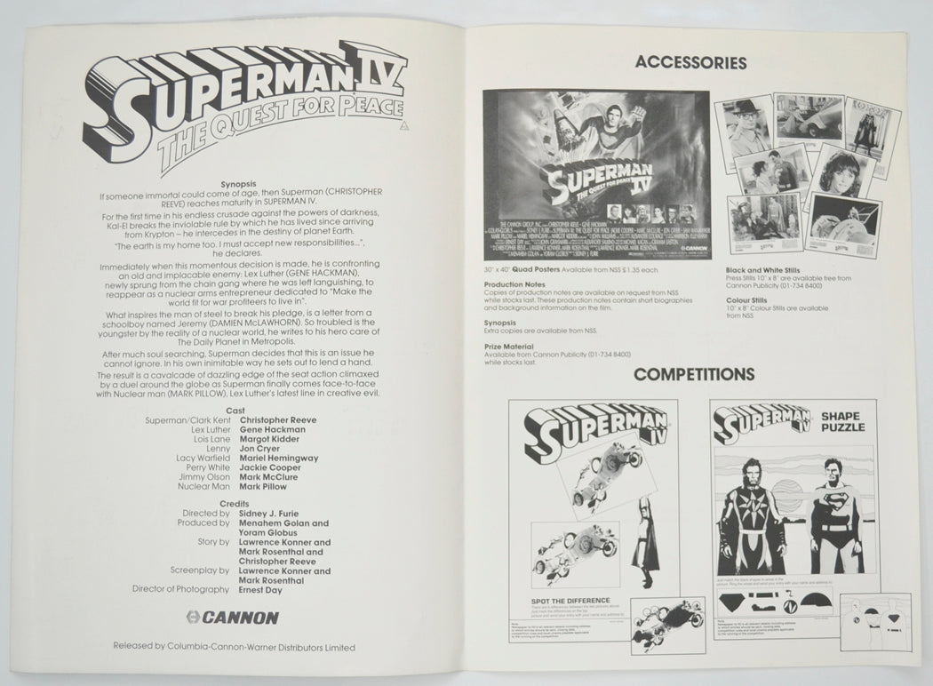 SUPERMAN IV : THE QUEST FOR PEACE Cinema Exhibitors Campaign Pressbook - INSIDE 