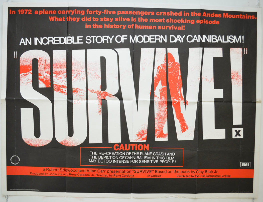 Survive !  (a.k.a. Supervivientes de los Andes)   Original Quad Poster - Film Poster - Movie Poster  