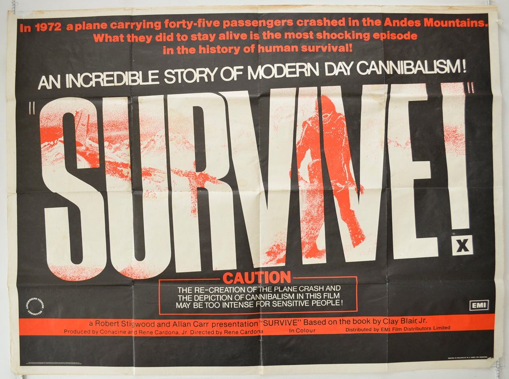 Survive !  (a.k.a. Supervivientes de los Andes)   Original Quad Poster - Film Poster - Movie Poster  