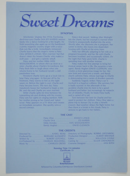 SWEET DREAMS Cinema Exhibitors Campaign Pressbook - SYNOPSIS 