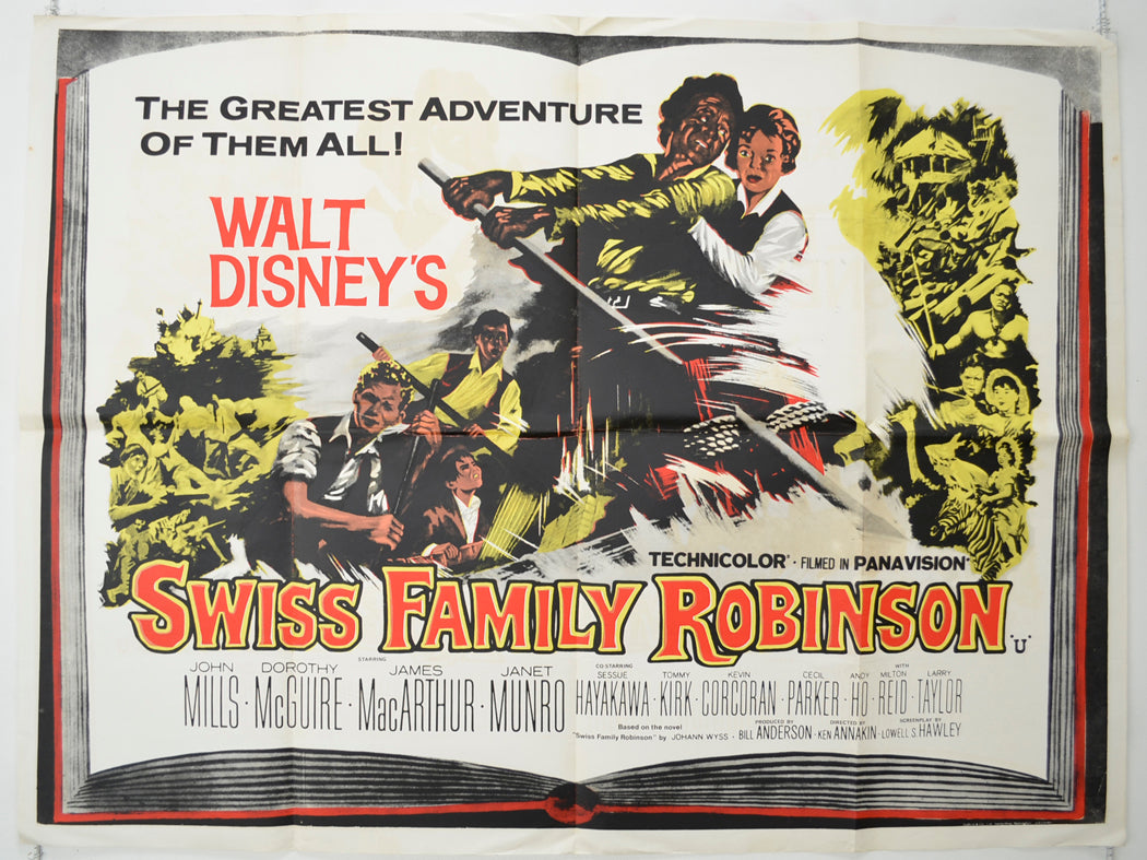 Swiss Family Robinson  (Three Colour Version)  Original Quad Poster - Film Poster - Movie Poster 