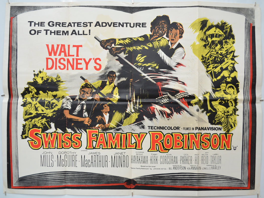 Swiss Family Robinson (Three Colour Version)  Original Quad Poster - Film Poster - Movie Poster